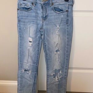 American Eagle Outfitters Blue Skinny Distressed Jeans